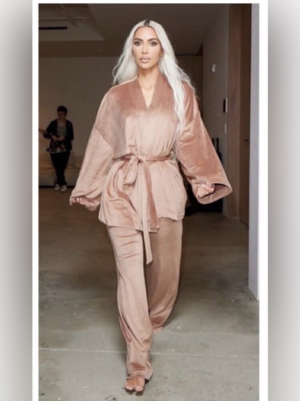 SKIMS Velour Fleece Wrap Sleep Set in Sienna Size Large